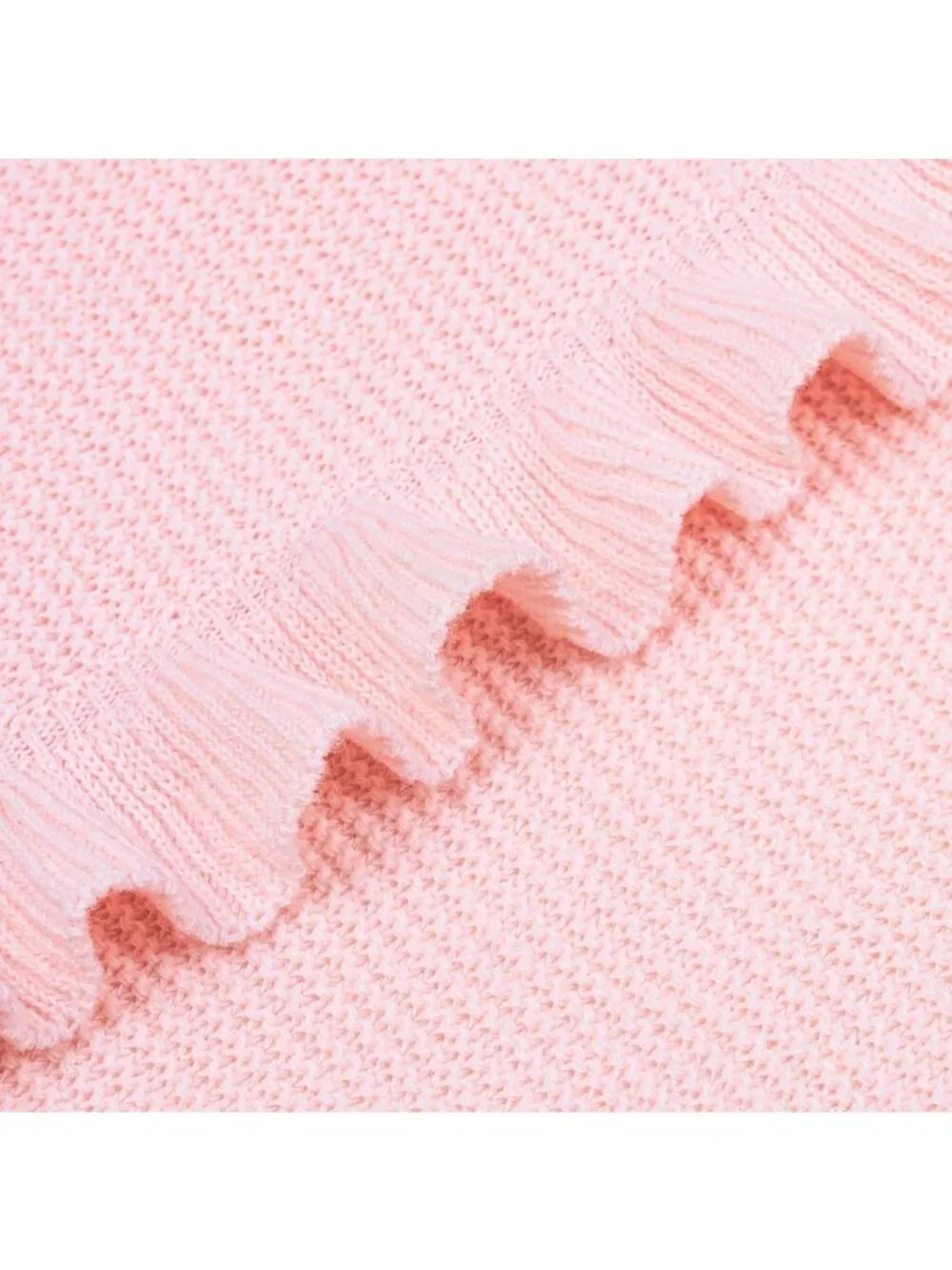 Cozy Ruffle Knit Baby Blanket - Soft Cotton Stroller & Crib Blanket for Newborns
